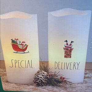NWT Rae Dunn Special Delivery LED Candle Set, Santa, lUnopened in Box, 6” Tall